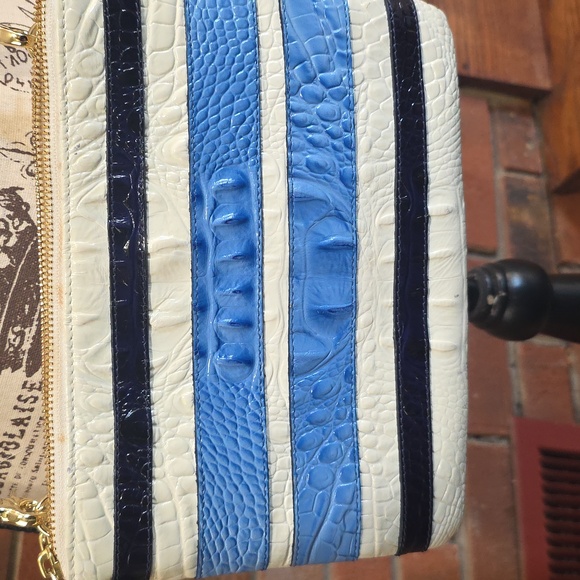 Brahmin Adjustable Crossbody Blue,  White, Reptile - Picture 12 of 16